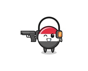 illustration of yemen flag cartoon doing shooting range