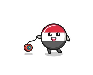 cartoon of cute yemen flag playing a yoyo
