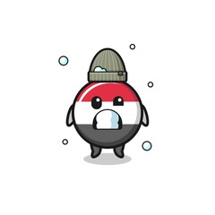 cute cartoon yemen flag with shivering expression