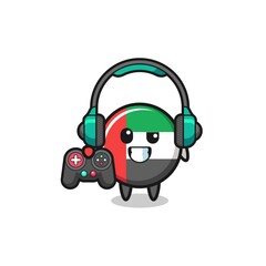 uae flag gamer mascot holding a game controller