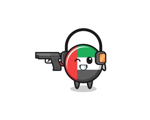 illustration of uae flag cartoon doing shooting range