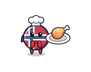 norway flag fried chicken chef cartoon character