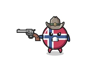 the norway flag cowboy shooting with a gun