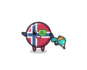 norway flag cartoon as future warrior mascot