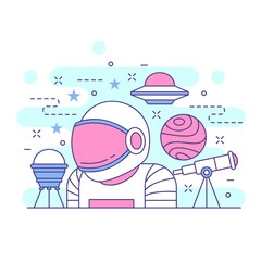 Astronaut cute concept website illustration design 1