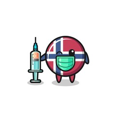 norway flag mascot as vaccinator