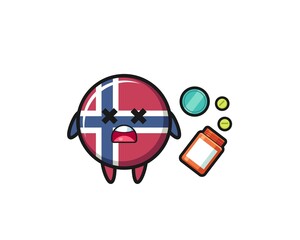 illustration of overdose norway flag character