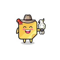sticky notes zookeeper mascot with a parrot