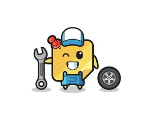 the sticky notes character as a mechanic mascot