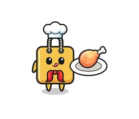 shopping bag fried chicken chef cartoon character
