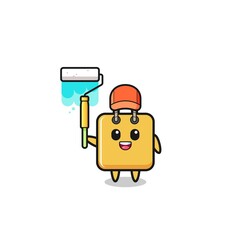 the shopping bag painter mascot with a paint roller