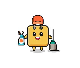 cute shopping bag character as cleaning services mascot