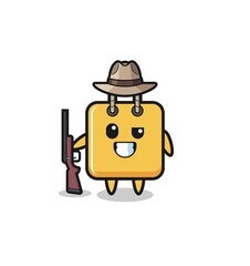 shopping bag hunter mascot holding a gun