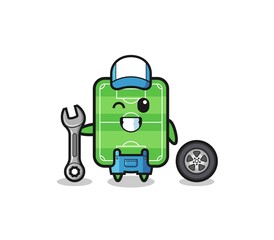 the football field character as a mechanic mascot
