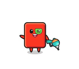 red card cartoon as future warrior mascot