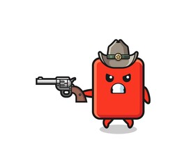 the red card cowboy shooting with a gun