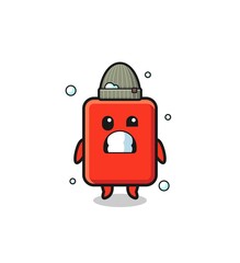 cute cartoon red card with shivering expression