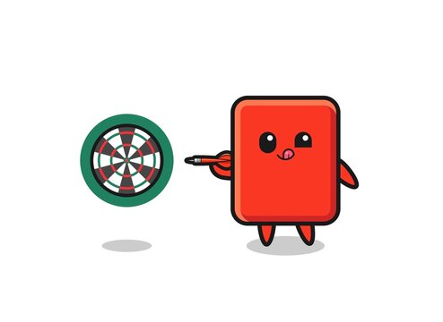 Cute Red Card Is Playing Dart