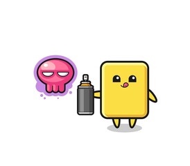 yellow card cartoon make a graffiti with a spray paint