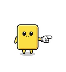 yellow card mascot with pointing right gesture