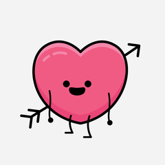 Heart with Arrow Mascot Character Vector Illustration