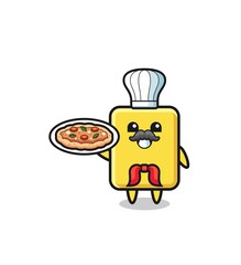 yellow card character as Italian chef mascot
