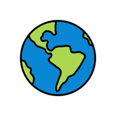 Planeta tierra. Concepto de cuerpo celeste, astro y mundo. Ilustración vectorial