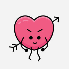 Heart with Arrow Mascot Character Vector Illustration