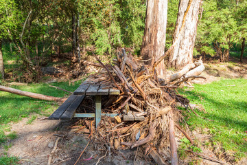 Photograph of severe flood damage in the Snowy Mountains in Australia