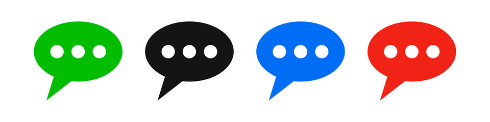 A set of colorful speech balloon icons.