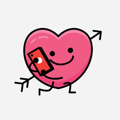 Heart with Arrow Mascot Character Vector Illustration