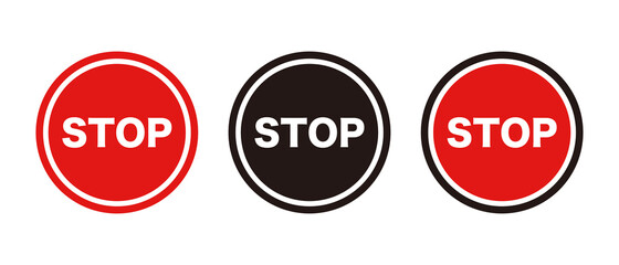 Stop sign icons. Simple vector.
