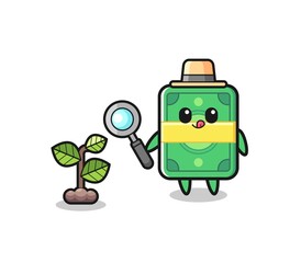 cute money herbalist researching a plants