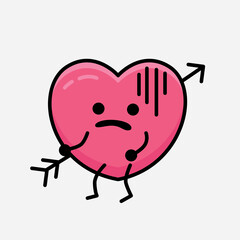 Heart with Arrow Mascot Character Vector Illustration
