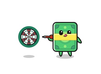 cute money is playing dart
