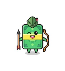 money cartoon as medieval archer mascot