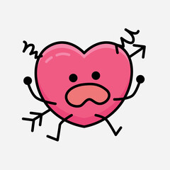Heart with Arrow Mascot Character Vector Illustration