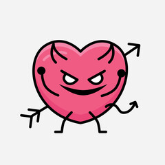 Heart with Arrow Mascot Character Vector Illustration