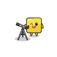 folder astronomer mascot with a modern telescope