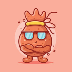 super cool money bag character mascot isolated cartoon in flat style design