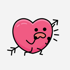 Heart with Arrow Mascot Character Vector Illustration
