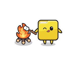 folder character is burning marshmallow