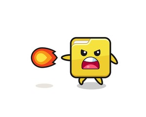 cute folder mascot is shooting fire power