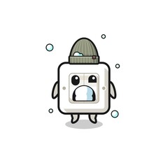 cute cartoon light switch with shivering expression