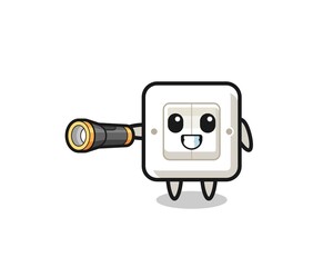 light switch mascot holding flashlight