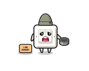 cute light switch beggar cartoon character