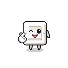 light switch character doing Korean finger heart