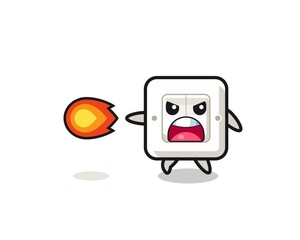 cute light switch mascot is shooting fire power