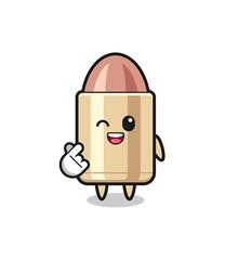 bullet character doing Korean finger heart