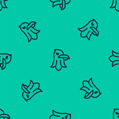 Blue line Eagle icon isolated seamless pattern on green background. American Presidential symbol. Vector